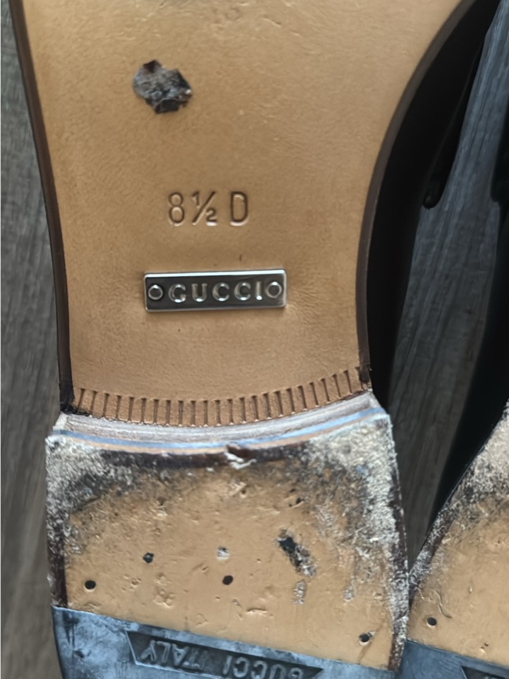Gucci Men's Dark Brown Leather Horsebit Slip-On Loafers - Picture 6 of 9